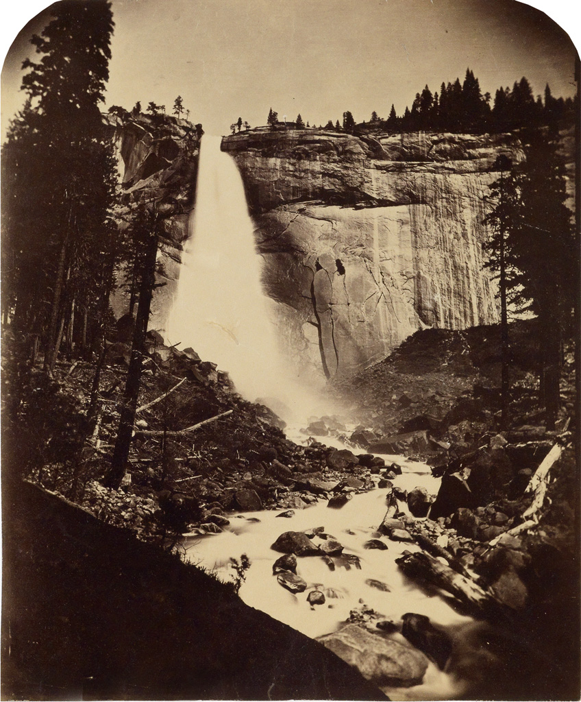 CHARLES WEED (1824-1903) attributed to Yosemite reflection * Nevada Falls.